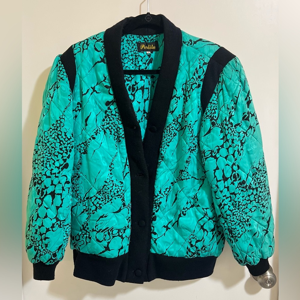 Stylish Teal and Black Women's Puffer Jacket